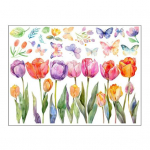 Lilleline aknakleebiste leht Erksav&auml;rviline tulbi liblika disain PVC klaaskile kleebis Elutuba K&ouml;&ouml;k Kontoridekor mitmev&auml;rviline