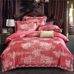 Euroopa Satiin Jacquard voodipesukomplekt - pitsiga &auml;&auml;ristatud, 4-osaline komplekt 1.5m Bed 4-Piece Set Quilt Cover 200*230