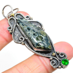 Kambaba Jasper, Diopside 925 Sterling Silver Jewelry Pendant 2.76 o6d32
