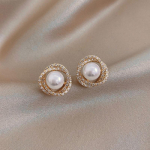 French Flash Diamond Spiral Pearl Ear Stud H&otilde;bedane n&otilde;el Kuldsed Lihtsad K&otilde;rvar&otilde;ngad Naistele K&otilde;rvar&otilde;nga Aksessuaarid