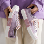 The New Shoes Naiste Korea versioon 2020. aasta 2020. aasta s&uuml;gise retroh&otilde;ngulise portsu stiilis &otilde;pilase saja komplekti naiste lauajalatsid 40 lilla