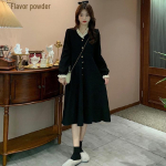 2023 Womens French Retro Long-Sleeve Platycodon Skirt Dress for Autumn/Winter M