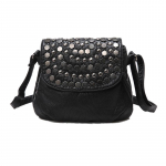 Pehme PU Nahast Naiste Messenger Bag Vabaaja Daamide &Otilde;la Crossbody Kott Naiste Vintage Neetidega K&auml;ekott Must