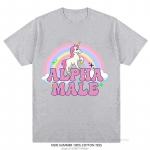 Alfa Unisex Unicorn Tee Vikerkaare Graafilised T-s&auml;rgid Naljakad T-s&auml;rgid Naiste Mood Hip Hop Unisex Topid 100% Puuvill Unisex Esteetilised r&otilde;ivad Unisex L