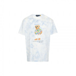 Polo Ralph Lauren SS24 Karu Kirjaga Graafilise Prindiga &Uuml;mmarguse Kaelusega L&uuml;hikeste Varrukatega T-s&auml;rk Meeste T-s&auml;rgid Sinine 710934699-001 S