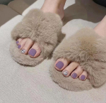 J-47 Smoky Purple Silver Glitter Gel Press-On Toenails