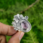 Looduslik Aafrika amet&uuml;st lubaduse lill reguleeritav s&otilde;rmus 925 h&otilde;be naistele Adjustable