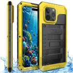 10M Veekindel &Uuml;mbriskate iPhone 16e 16 Pro Max 15 14 13 12 11 jaoks, Kogu Keha Kaitsev, Tolmukindel, P&otilde;rutuskindel Sukeldumiskate iPhone 14 kollane