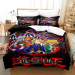 Yu Gi Oh Voodipesukomplekt &Uuml;heinimese Twin T&auml;iskasvanu Queen King Suuruses Voodikomplekt T&auml;iskasvanud Poiste Magamistuba Tekikotikomplektid 3D Tr&uuml;kk Anime Kawaii 140x200cm 3pcs