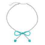 Kristallidest s&uuml;damega kaelakee, moodne korea laine, l&auml;ikiv rangluukett kaelakee, naiste trendikad peokingid helesinine v&auml;rv