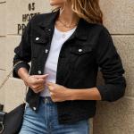 Naiste Mood Pikkade Varrukatega &Uuml;hev&auml;rviline Kampsun Rev&auml;&auml;riga Tasku &Uuml;herealine L&uuml;hike Denim Jakk Mantel XL valge