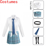 Anime My Dress Up Darling Marin Kitagawa Cosplay Kost&uuml;&uuml;m JK Vormiriietus K&auml;ev&otilde;ru Seelik R&otilde;ivad S&uuml;ndmus Karnevali &Uuml;likond Cosplay Kost&uuml;&uuml;mid S valge