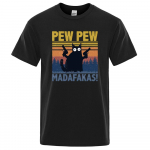 Pew Pew Madafakas T-s&auml;rk Meeste L&uuml;hikeste Varrukatega Uudne Naljakas Kassi T-s&auml;rk Puuvillast &Uuml;lisuur Topid S&auml;rgid T-s&auml;rk Meeskonna Kaelus Streetwear XXXXXL must