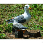 2 Craft Seagull Birds on Plinth Sculpture for Themed Room Ornament 9 x 20 cm