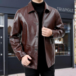 Nahkjakk Meeste kevadine ja s&uuml;gisene uus trend Ruffian Handsome Stiff Casual Slim nahktagi Meeste kevadine ja s&uuml;gisene nahktagi 5XL must