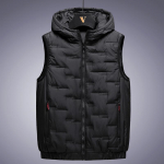 Vest meestele Fat Plus Size Down Cotton Vest Meeste s&uuml;gis- ja talvine kapuutsiga &uuml;mbris, lahtine Fat Plus, soe &otilde;lavarre paks mantel 8XL must