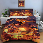 10 suurust Pok&eacute;mon Charizardi tr&uuml;kiga voodipesukomplekt 3 osa Komplekt Voodi Kuninglik suurus Padjap&uuml;&uuml;r T&auml;iskasvanu Voodikate Magamistoa Voodikomplekt Kingitusteks EU Twin 135X200cm