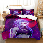 Arcane JinX Voodipesukomplekt 3D Anime Pol&uuml;ester Tekikoti Komplektid Kingitus S&otilde;pradele Kuninglik Suurus Voodipesu Komplektid M&auml;ng Arcane Voodipesu Eusingle135x200cm