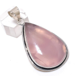 Natural Rose Quartz Gemstone 925 Sterling Silver Jewelry Pendant 2.25 f2n56