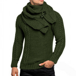 Meeste vabaaja ja trendikas pikkade varrukatega kaelusega, eemaldatav meeste soe ja salendav pullover, kootud kampsun L