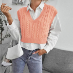 Naiste vabaaja V-kaelusega pullover s&auml;rk Collision Color varrukateta kampsun vest XL