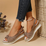 Naiste Peep Toe Wedge sandaalid suvised kerged vabaaja platvormsandaalid Naiste libisemiskindlad espadrillid Gladiaatorjalatsid suures suuruses 43 khaki