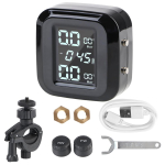 USB-laetav Automaatne Turvaalarm Traadita Universaalne Rehvir&otilde;hu Andur Monitori S&uuml;steem K&otilde;rge T&auml;psusega Mootorratta TPMS V&auml;lised Andurid Black gray