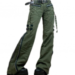 Naiste Gooti Kotid Pikad P&uuml;ksid Y2K K&otilde;rge V&ouml;&ouml;koht Rihm N&ouml;&ouml;pidega Triibulised Pikad P&uuml;ksid E-T&uuml;drukud Grunge Harajuku P&uuml;ksid Streetwear L armee roheline v&auml;rv