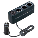 SEIWA F285 sigaretis&uuml;&uuml;taja pistikupesa laiendusjaotur, 4 valgustatud pistikupesa, 3 pistikupesa + 2 USB-d, Juhtmega t&uuml;&uuml;p must