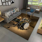 3D trummikomplekt muusikariistade ala suur vaip, vaipvaip elutoa diivani uksemati kaunistamiseks, Kid Play libisemiskindel p&otilde;randamatt 40x60cm (16x24in)