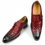 Moodsad luksuslikud krokodillimustriga formaalsed nahast kingad Meeste munkrihmaga Oxford kingad Meeste Itaalia stiilis mokassiinid Sapato Social Masculino Zapatilla 39 punane