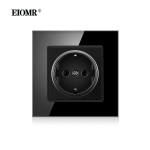 EIOMR EL Must puutetundlik valgustusl&uuml;liti USB-seinapistikuga Seina LED-l&uuml;litid 1/2 nuppu Kristallklaaspaneel Sinine taustvalgustus Seinal&uuml;liti No USB Single Socket gray