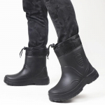 S&uuml;gis- ja talvised vihmasaapad meeste pluss sametist Kerged veekindlad saapad Paksu tallaga pluss puuvillased kummist kingad L&uuml;hikese toruga soojad vihmasaapad 44 must