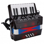 Akordion Muusikaline Klaveriklaviatuur R&uuml;tmitreening Vedruinstrument 17 klahvi 8 bassi Must Akordion Instrument Akordion must
