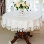 Uus pitsist laudlina pastoraalne &uuml;mmargune laudlina s&ouml;&ouml;gilaualinad kodu tikandid lauakate Roosa kullaga kaunistus majar&auml;tik 85cm Round white