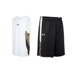 Under Armour logotr&uuml;kiga kootud topp ja l&uuml;hikesed p&uuml;ksid korvpallikomplekt Meeste komplektid Valge Must 23500101-100+23500201-100 S