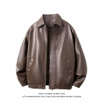 2026 Meeste Lahe Mootorratta Nahkjakk Meeste Retro Must-Pruun Jakk Meeste Biker PU Nahast Mantel Meeste Lahtine Kunstnahast Mantel XL kohv