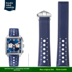 &Uuml;KS 22mm Lehma Nahast K&auml;ekella Rihm TAG Heuer MONACO CARRERA jaoks Asendusrihm CAW211M 211P CAW211R 211T Meeste Ehtne Nahast K&auml;epael MN 22mm width gray