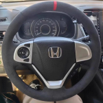 For Honda CR-V CRV 2012-2016 Hand-stitched non-slip wear resistant suede car Steering Wheel Cover 4