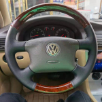 for Volkswagen VW Passat B5 1996-2005 Golf 4 1998-2004 hand stitched leather Peach wood grain car steering wheel cover style 1 black