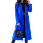 Naiste mantel Kaherealised, pikad varrukad, rev, &uuml;hev&auml;rvilised n&ouml;&ouml;bid hoiavad soojas keskmise pikkusega kortsudevastane naiste talvemantel Naiste riided XL kuninglik sinine v&auml;rv