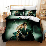 Harry Potter Pol&uuml;ester Tekikate Komplekt Voodipesu Kuninganna Suurus Komplektid Puuvillane Armas Prinditud Multikas Tekikate Sobib Lastele EU Single(135*200cm)3pcs