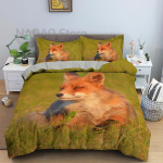 Loom Rebane Voodipesukomplekt King Queen Suurus 3D Armas Oranž Fennec-rebane Tekikate Lastele Teismelistele T&auml;iskasvanutele Magamistoa Kaunistus Tekikate EU Single(135*200cm)3pcs gray