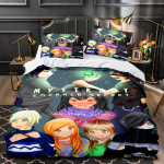 APHMAU Voodipesukomplekt &Uuml;heinimese Twin T&auml;iskasvanu Suurusega Queen King Suurus Kawaii Aphmau Voodikomplekt T&auml;iskasvanu Laste Magamistuba Tekikatted Komplektid 3D Prinditud Anime Voodi EU Single(135*200cm)3pcs white