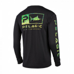 PELAGIC pikkade varrukatega &uuml;mmarguse kaelusega kalastuspluus - P&auml;ikesekaitse, J&auml;&auml;siidi tunne, Hingav, Suure logoga spordis&auml;rk Extra Small