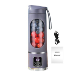 Isiklik blender 450 ml topsiga, mahlapress, kahekiiruseline elektriline smuutide ja piimakokteilide jaoks, laetav, j&auml;&auml;purustav blender 7.4V