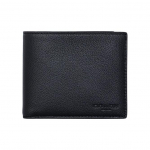 Coach 3-in-1 rahakott Kompaktne l&uuml;hike rahakott eemaldatava kaardihoidjaga Lit&scaron;i tera nahast Meeste rahakotid Must 74991-BLK Basic Set (Bag+Dust Bag)