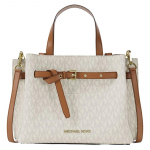 Michael Kors MK Emilia Signature Logo Kuldne Riistvara Kaetud L&otilde;uendist &Otilde;lakott V&auml;ike Naiste K&auml;ekotid Vanilje Pruun 30F5GU5S1B-VANILLA/ACORN Basic Set (Bag)