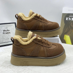 Naiste Karusnahast Soojad Puuvillased Kingad Pahkluusaapad Madalad Tossud Uued Disainer Suede Pl&uuml;&uuml;s Lumesaapad Sport Platvorm Vabaaja Kingad Botas 35 pruun