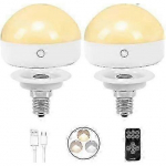 2-pakk E14 laetav pirn, 300 lm, 40 W ekvivalent, eemaldatav laadimine, 3 v&auml;rvitemperatuuri, kaugjuhtimispuldiga kett-h&auml;daolukorrapirn, dimmer, taimer